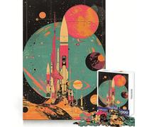 Puzzle rétro sur Le thème de l'exploration Spatiale, 1000 pièces, pour Adultes Jeu intellectuel, détente et qualité Cadeau raffiné (50x75cm)