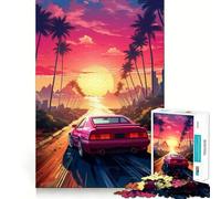 Puzzle rétro synthwave Difficile pour Adultes, 1000 pièces, Style Classique, avec découpe Lisse, idéal pour Un Cadeau apaisant et mémorable (38x52cm)
