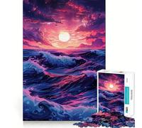 Puzzle rétro Vagues de Plage pour Adultes, 1000 pièces, Jeu de réflexion, Loisir Calme, à Assembler, Cadeau de Vacances (38x26cm)