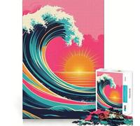 Puzzle rétro Vagues océaniques 1000 pièces pour Adolescents, Jeu de logique Stimulant, détente mentale, Bords Nets, Cadeau élégant (38x52cm)