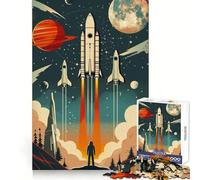 Puzzle rétro vectoriel Spatial de 1000 pièces pour Adolescents, Jouet Mental Anti-Stress, découpe Premium, Cadeau Exquis (38x52cm)