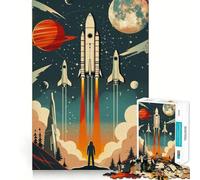 Puzzle rétro vectoriel Spatial de 1000 pièces pour Adolescents, Jouet Mental Anti-Stress, découpe Premium, Cadeau Exquis (38x52cm)