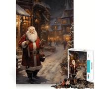 Puzzle rétro Vintage Père Noël 1000 pièces pour Adultes Stimulation de la mémoire et réduction de l'anxiété Cadeau Artistique à Assembler (38x26cm)