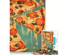 Puzzle rétro Vintage Pizza Poster pour Adultes, 1000 pièces, Exercice cérébral Relaxant, Collection d'œuvres d'art aux Bords précis (38x52cm)