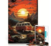 Puzzle rétro VW Bus Mountain Ride 1000 pièces pour Adolescents Jeu de logique Stimulant, détente mentale, Bords Nets, Cadeau élégant (50x75cm)