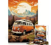 Puzzle rétro VW Bus Mountain Ride 1000 pièces pour Adultes, Jouet Amusant et décontracté, décoration Murale aux Bords Lisses (38x52cm)