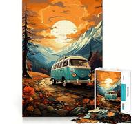 Puzzle rétro VW Bus Mountain Ride pour Adultes, 1000 pièces, renforce la mémoire, Divertissement décontracté, qualité supérieure, Cadeau élégant (38x52cm)