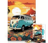 Puzzle rétro VW Bus sur Le thème de la Plage, 1000 pièces, pour Adolescents, idéal pour stimuler la mémoire et Passer des Moments de détente (38x52cm) Cadeau d'anniversaire de qualité supérieure