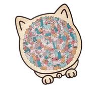 Puzzle réutilisable en bois pour chats, en forme de C | 135 pièces avec mélange de couleurs esthétique moderne en bois naturel pour un jeu de développement cognitif