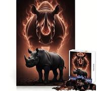 Puzzle Rhino Power Force et Majesté pour Adolescents 1000 pièces Décoration Murale apaisante et Amusante aux découpes nettes (38x52cm)
