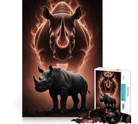 Puzzle Rhino Power Force et Majesté pour Adolescents 1000 pièces Décoration Murale apaisante et Amusante aux découpes nettes (38x52cm)