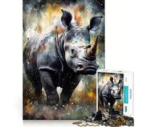 Puzzle Rhino Watercolors 1000 pièces pour Adolescents Améliore la mémoire Détente et Plaisir Bords précis Cadeau élégant (38x52cm)