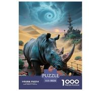 Puzzle Rhinocéros 1000 Pièces pour Adultes Et Enfants, Jeu-éducatif, Puzzle Désert d'Épave, Home Decor, Cadeau Anniversaire 38x26cm/1000pcs