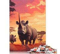 Puzzle rhinocéros Art Animalier 1000 pièces Puzzle pour Adultes et Puzzles en Bois adaptés aux Adultes et Adolescents de 18 Ans et Plus Cadeau pour Les Anniversaires (75 x 50 cm)