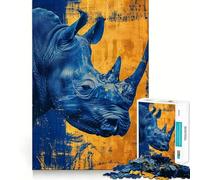 Puzzle Rhinocéros et Or 1000 Pièces pour Adolescents Jeu de Logique et de Sensation Passe-Temps Calme Bords Lisse Cadeau de Qualité (50x75cm)