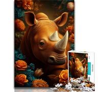 Puzzle rhinocéros mystérieux 1000 pièces pour Adultes et Adolescents, Jouets éducatifs et éducatifs, Jeux en Famille, Cadeau d'anniversaire, 50x75cm
