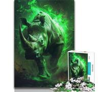 Puzzle rhinocéros Vert 1000 pièces pour Adultes Cadeau pour Adultes Jeu éducatif défi pour Femmes et Hommes 38x26cm