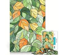 Puzzle Rigide de 1000 pièces, Motif Feuilles Style vitrail, pour Adultes Un Cadeau Unique et Relaxant, aux découpes nettes 38x26cm