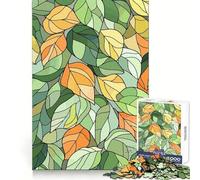 Puzzle Rigide de 1000 pièces, Motif Feuilles Style vitrail, pour Adultes Un Cadeau Unique et Relaxant, aux découpes nettes 38x26cm