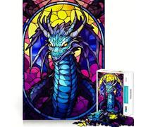 Puzzle Rigide de 1000 pièces représentant Un Dragon Squelette en Verre coloré, idéal pour Adultes Jeu de logique, Lien Familial, découpe de précision et Surprise chaleureuse 38x52cm