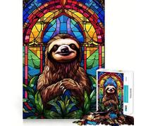 Puzzle Rigide en vitrail Paresseux pour Adultes, 1000 pièces, Jeu de logique, Lien Familial, découpe de précision, Surprise chaleureuse 50x75cm