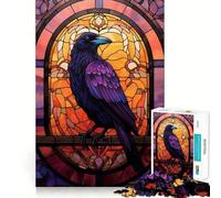 Puzzle Rigide Style vitrail Corbeau pour Adultes, 1000 pièces, améliore la mémoire, détend l'esprit, Bords Nets, Cadeau élégant (50x75cm)