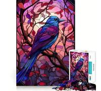 Puzzle Rigide Style vitrail Corbeau pour Adultes, 1000 pièces, améliore la mémoire, détend l'esprit, Bords Nets, Cadeau élégant (50x75cm)