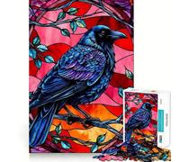 Puzzle Rigide Style vitrail Corbeau pour Adultes, 1000 pièces, Jouet de logique Pure, activité la Maison, découpe Nette, Joli Cadeau (38x26cm)