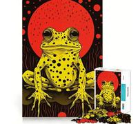 Puzzle risographique Grenouille Funky pour Adolescents 1000 pièces, décoration Murale apaisante et Amusante aux découpes nettes (38x26cm)