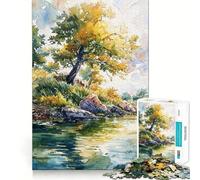 Puzzle Riverside Solitude 1000 pièces pour Adolescents, Puzzle logique Transparent, Jeu Peaceful Time, découpe Parfaite, liste de souhaits du Père Noël (38x52cm)