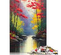 Puzzle rivière colorée rectangulaire en Carton 100% recyclé pour Adultes et Enfants, Cadeaux de Noël, 1 000 pièces (75 x 50 cm)