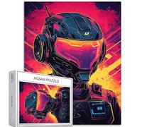 Puzzle robot de 1000 pièces pour adultes - Puzzle artistique d'un robot portant un casque - Puzzles colorés à faire soi-même pour décoration de la maison, cadeaux, puzzle familial parfait pour les