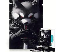 Puzzle Rocket Raccoon Samurai Animal 1000 pièces pour Adolescents Jeu de logique et de logique Passe-Temps Calme Bords Lisses Cadeau de qualité supérieure (38x26cm)