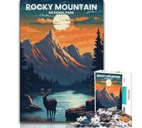Puzzle Rocky Mountain 1000 pièces pour Adolescents, Anti-Stress, Vacances à la Maison, avec Affiche et fiche de Questions Assorties 38x26cm