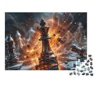 Puzzle Roi d’échecs explosif pour Adultes, 1000 pièces | 38x26cm Scène d’échecs spectaculaire et intense, parfaite pour se détendre seul ou partager un moment convivial