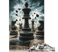 Puzzle Roi des échecs en Pleine tempête, Stimulant et Stimulant, en Carton 100% recyclé, pour Adultes et Adolescents, Cadeau d'anniversaire, 1 000 pièces (26 x 38 cm)