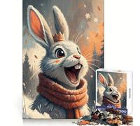 Puzzle Roi Lapin d'hiver pour Adolescents 1000 Pièces Découpe Parfaite Idée Cadeau (38x26cm)