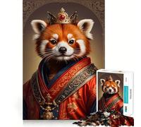Puzzle Roi Panda Rouge pour Adultes, 1000 pièces, Exercice cérébral, détente, Bords précis, Collection Artistique (38x26cm)