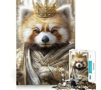 Puzzle Roi Panda Roux pour Adolescents 1000 Pièces Jeu Anti-Stress Intelligent Bords Aigus Cadeau d'anniversaire (38x26cm)