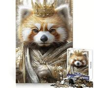Puzzle Roi Panda Roux pour Adolescents 1000 Pièces Jeu Anti-Stress Intelligent Bords Aigus Cadeau d'anniversaire (38x26cm)