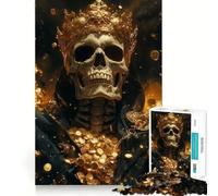 Puzzle Roi Squelette d'or 1000 Pièces pour Adolescents Jeu de Logique et de Calme Objet de Collection Premium Edge Art 38x52cm