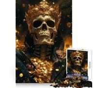 Puzzle Roi Squelette d'or 1000 Pièces pour Adolescents Jeu de Logique et de Calme Objet de Collection Premium Edge Art 38x52cm