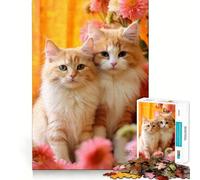 Puzzle Romantique de 1000 pièces avec Un Chat, idéal pour Les Adolescents Un Jeu de logique Stimulant, Relaxant et élégant (38x26cm)