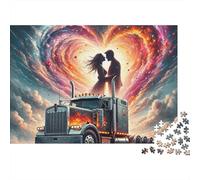 Puzzle Romantique de 1000 pièces représentant Un Camion avec Un Couple en Silhouette. Jeu éducatif pour Adultes à partir de 12 Ans. Décoration intérieure.Anniversaire. 70 x 50 cm.Cadeau.