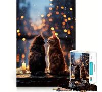 Puzzle Romantique de 1000 pièces représentant Un Couple de Chats, idéal pour Adultes, pour développer la mémoire et soulager l'anxiété Un Cadeau Artistique à Assembler (50x75cm)