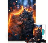 Puzzle Romantique de 1000 pièces représentant Un Couple de Chats, idéal pour Adultes, pour renforcer la mémoire, Jouer en Groupe et Offrir Un Cadeau élégant aux Bords Nets (38x26cm)