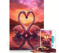 Puzzle Romantique en Forme de cœur avec cygnes Roses, 1000 pièces, pour Adolescents, Jouet Anti-Stress, Bords tranchants, Cadeau d'anniversaire (38x52cm)