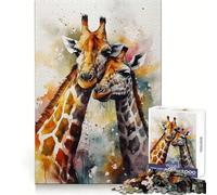 Puzzle Romantique Girafe 1000 pièces pour Adultes et Adolescents Se Souvenir, Construire Lentement, apprécier, découpe précise, œuvre d'art à Collectionner (50x75cm)