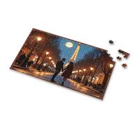 Puzzle romantique soirée promenade sous la Tour Eiffel au clair de lune Image Puzzle Board Puzzle Livres pour adultes (300 pièces)