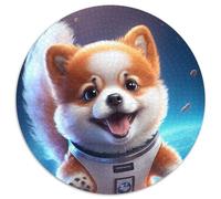 Puzzle Rond 1000 pièces, bébé Corgi Astronaute, activité familiale, Casse-tête, décoration intérieure, Cadeau de Noël (Taille 67,5 x 67,5 cm)